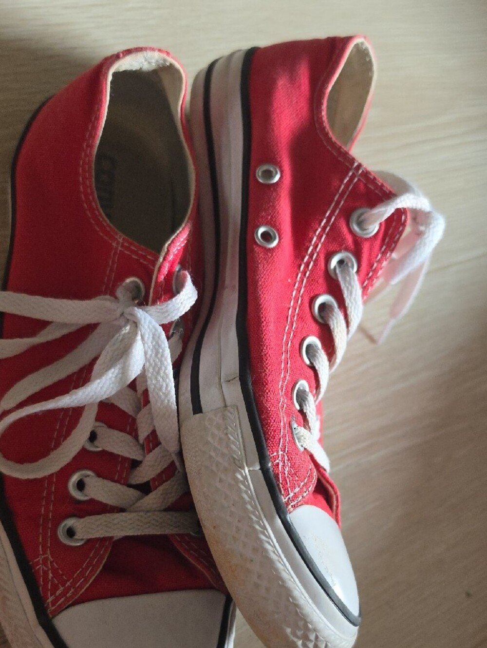 Converse Red Low-Top Canvas Sneakers with White Accents - Picture 10 of 10